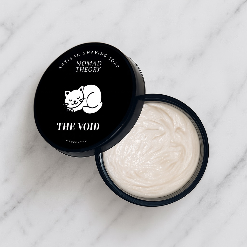 Nomad Theory THE VOID Shaving Soap Open Jar