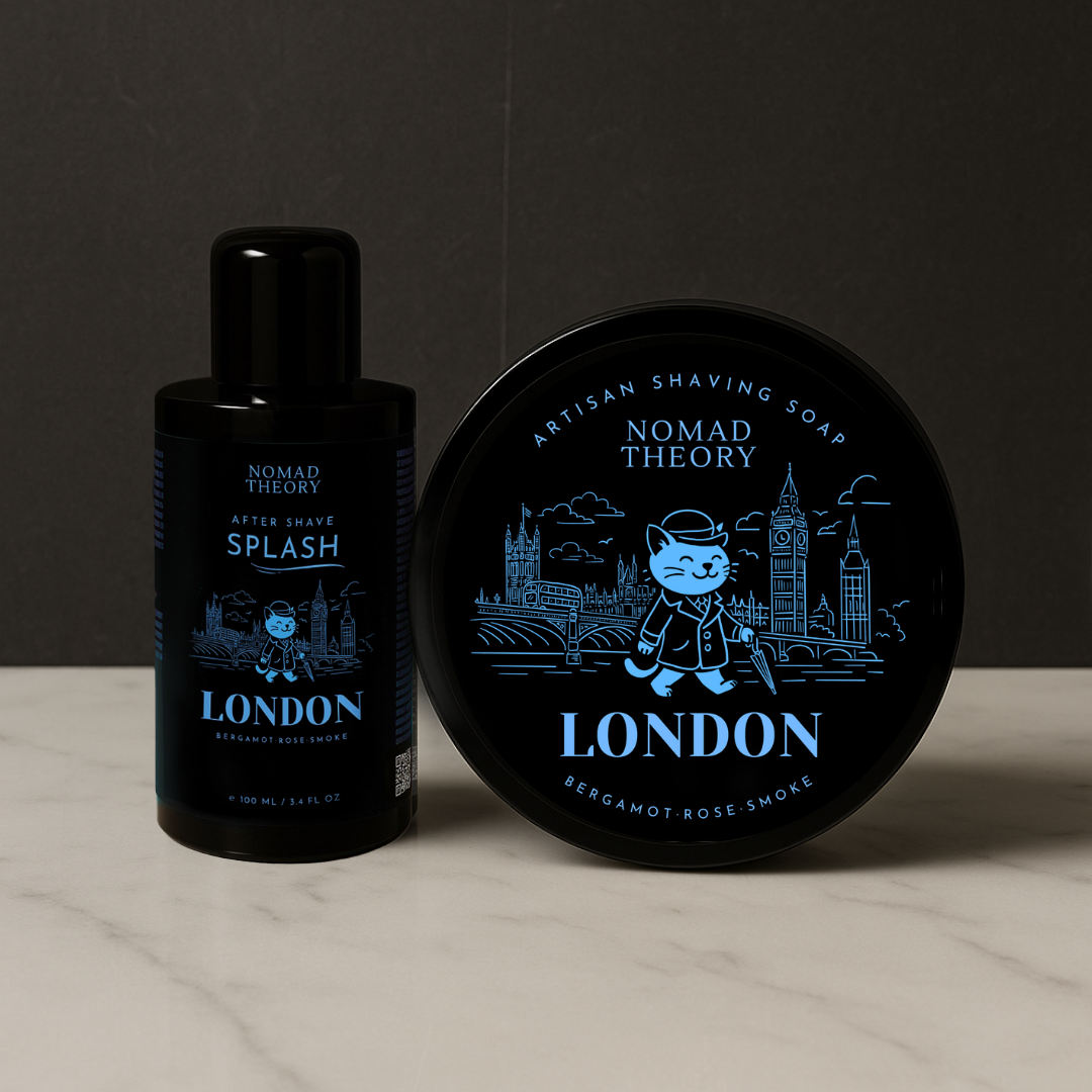 Nomad Theory LONDON Aftershave Splash and Shaving Soap