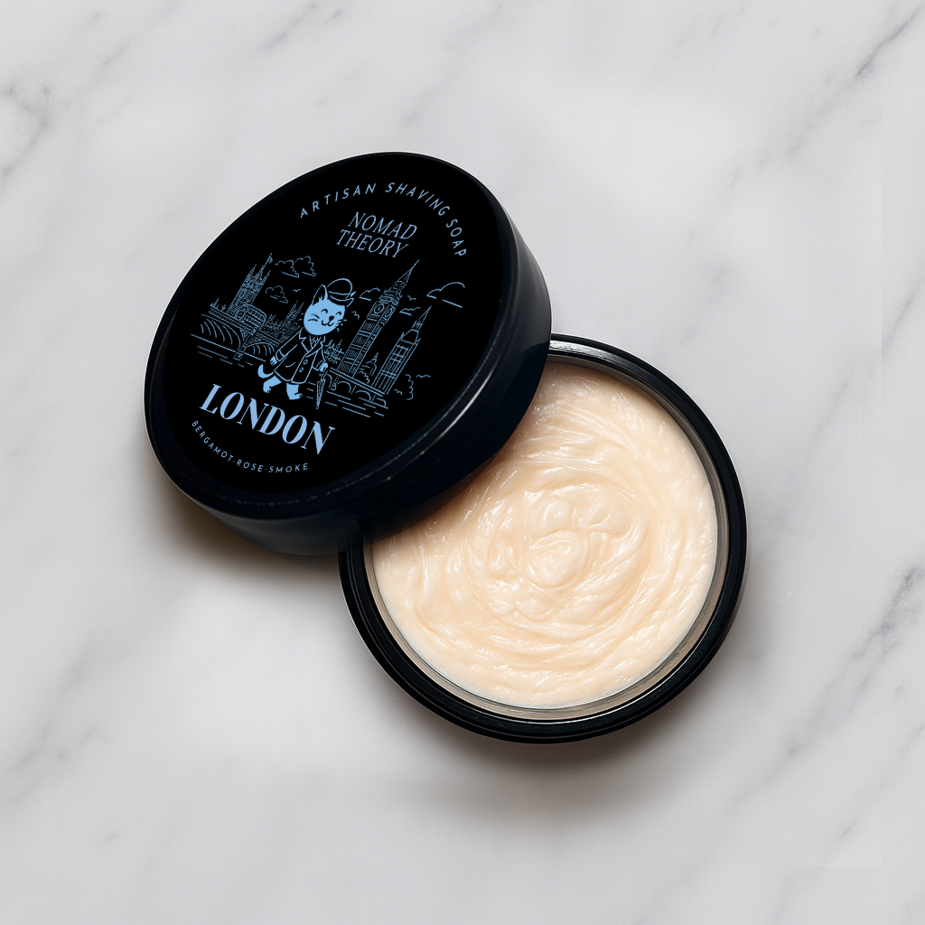 Nomad Theory LONDON Shaving Soap Open Jar